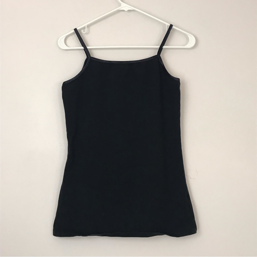 Diviine Modestee Sz L Women's Black Stretch Tank Top Spaghetti Strap Shirt
